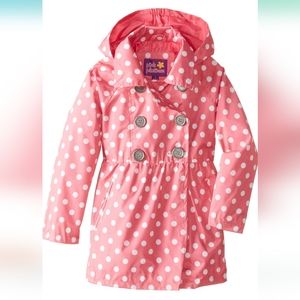 Pink Platinum Girls' Polka Dot Trench Jacket 4T